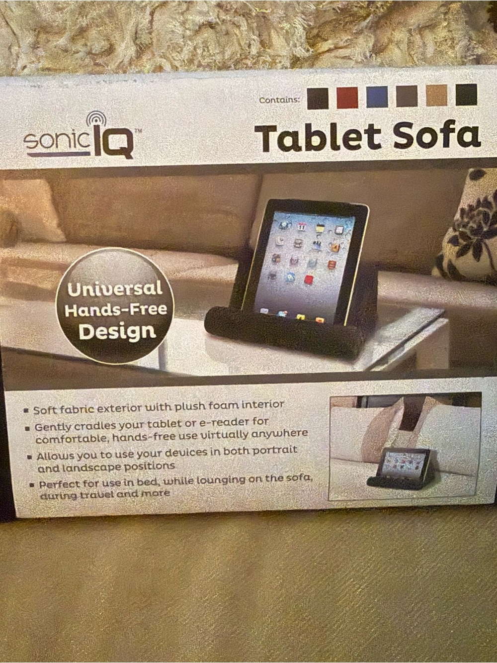 Black Tablet Sofa - Universal Hands-Free Tablet Stand